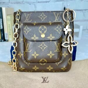 Louis Vuitton Monogram pouch Crossbody, shoulder bag with chain and bag charm